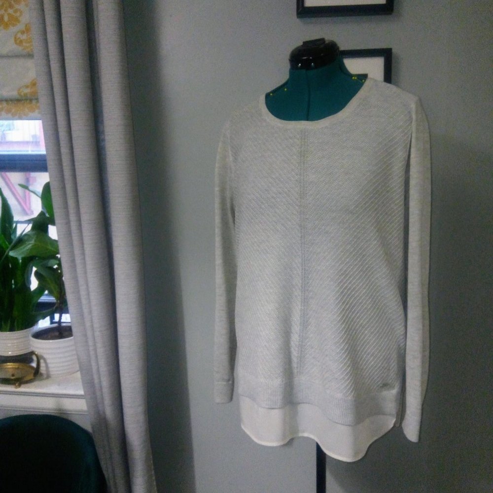 Calvin Klein Lightweight Knit 2fer Top Sz L - Picture 3 of 13